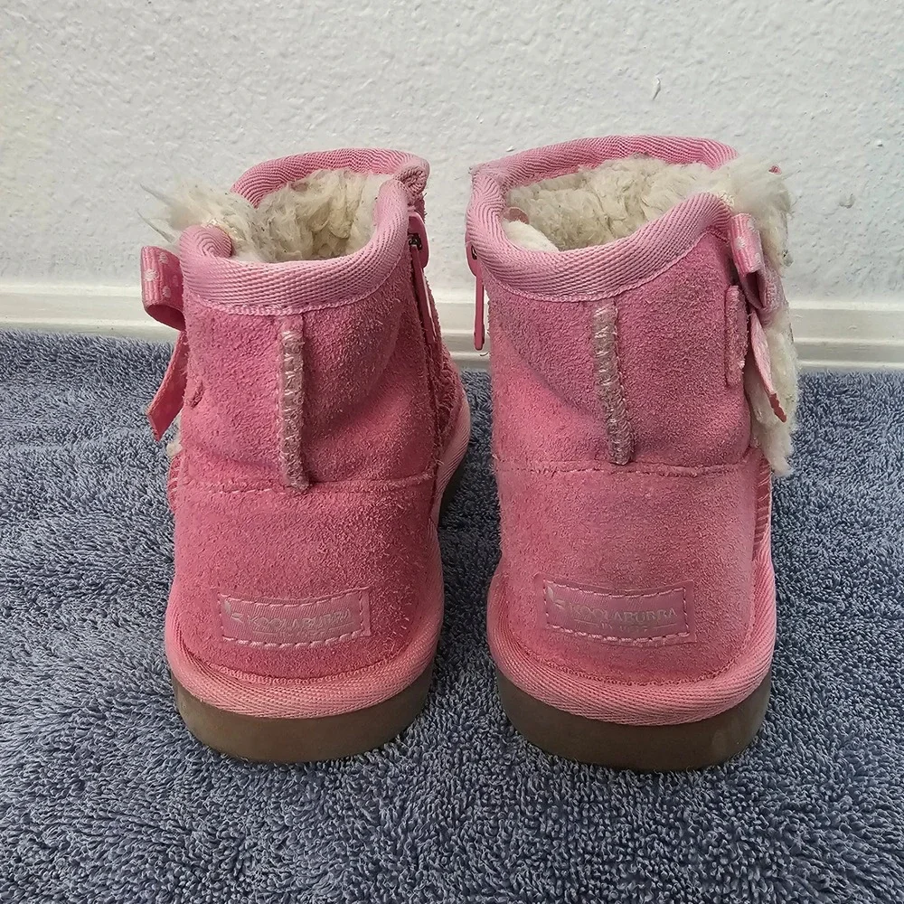 Koolaburra by UGG Victoria Mini Pink Suede Faux Fur Bow Boots Kids 10 1117812